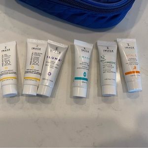 6, nib image skincare faves. With travel bag
